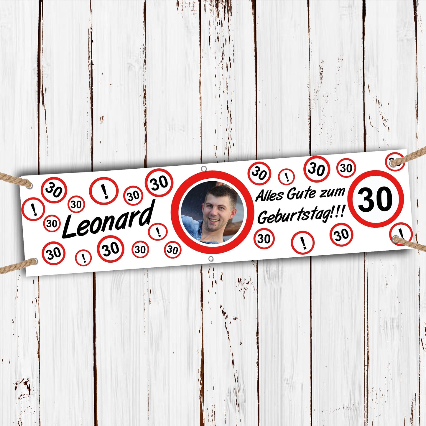 Banner zum Geburtstag 200x50cm - personalisiert- Verkehrszeichen