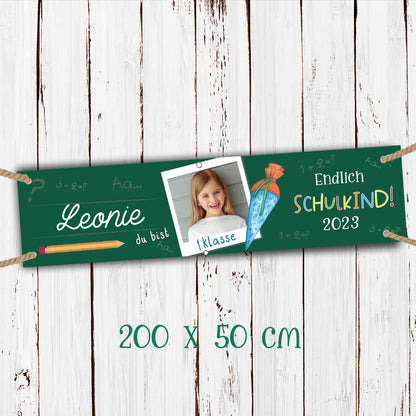 Banner zur Einschulung Deko 200x 50 cm- Zuckertüte