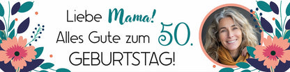 Geburtstagsbanner 200x50cm - personalisiert-Blumen