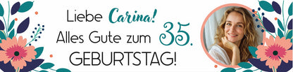 Geburtstagsbanner 200x50cm - personalisiert-Blumen