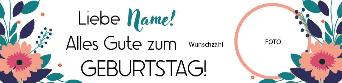 Geburtstagsbanner 200x50cm - personalisiert-Blumen
