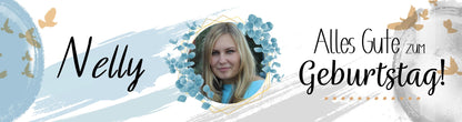 Banner zum Geburtstag 200x50cm - personalisiert hellblau