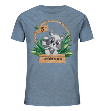 Kids Organic Shirt - Jungle Design mit niedlichen Waschbär Motiv - personalisiert