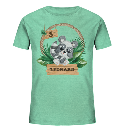 Kids Organic Shirt - Jungle Design mit niedlichen Waschbär Motiv - personalisiert