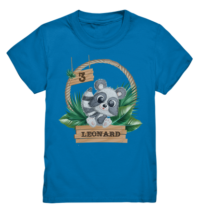 Kids Premium Shirt -Jungle Design mit niedlichen Waschbär Motiv - personalisiert