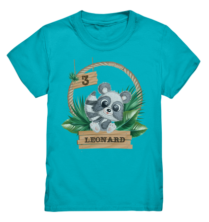 Kids Premium Shirt -Jungle Design mit niedlichen Waschbär Motiv - personalisiert