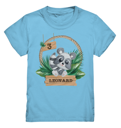 Kids Premium Shirt -Jungle Design mit niedlichen Waschbär Motiv - personalisiert