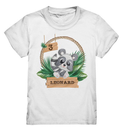 Kids Premium Shirt -Jungle Design mit niedlichen Waschbär Motiv - personalisiert