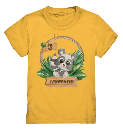 Kids Premium Shirt -Jungle Design mit niedlichen Waschbär Motiv - personalisiert