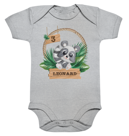 Organic Baby Body - Jungle Design mit niedlichen Waschbär Motiv - personalisiert