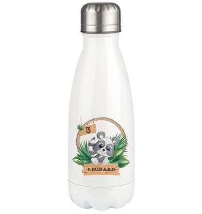 Thermoflasche 350ml Jungle Design mit niedlichen Waschbär Motiv -personalisiert