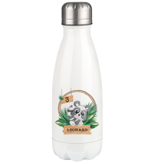 Thermoflasche 350ml Jungle Design mit niedlichen Waschbär Motiv -personalisiert