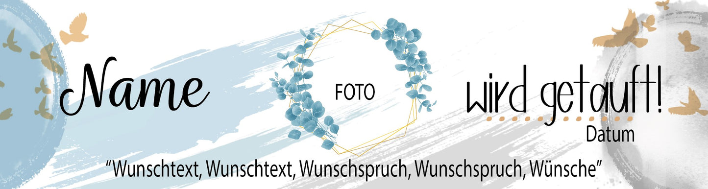 Banner für Taufe individuell mit Foto und Name + Wunschtext