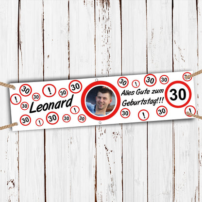 Banner zum Geburtstag 200x50cm - personalisiert- Verkehrszeichen