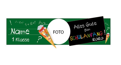 Banner Einschulung mit Foto 200x50cm Motiv -grüne Tafel