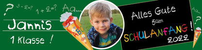 Banner Einschulung mit Foto 200x50cm Motiv -grüne Tafel